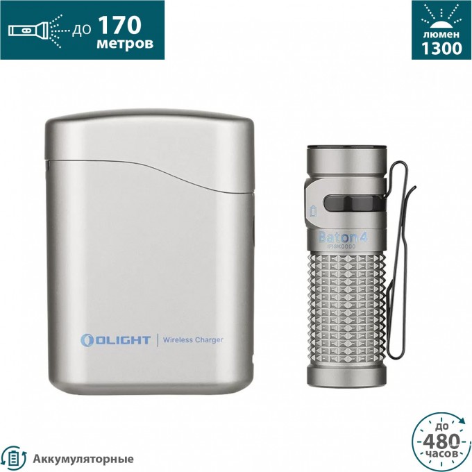 Фонарь OLIGHT BATON 4 PREMIUM EDITION TITANIUM 005384 Фонарь OLIGHT BATON 4 PREMIUM EDITION TITANIUM 005384